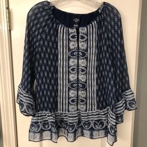 Navy blue/white peasant top